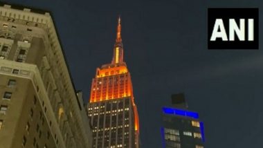 Diwali 2023 Celebration in US: New York City Celebrates Deepawali, Iconic Empire State Building Lit Up in Orange Hues (Watch Video)