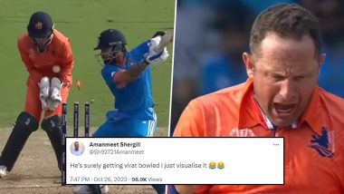 ‘Wow…What a Prediction!’ Netizens React After Fan Accurately Predicts Virat Kohli To Be Bowled by Roelof van der Merwe During IND vs NED ICC Cricket World Cup 2023 Match