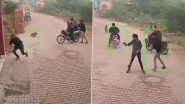Haryana Shooting Video: Four Bike-Borne Miscreants Open Fire at Man Standing Outside His House in Bhiwani, Flee After Woman With Broomstick Charges at Them