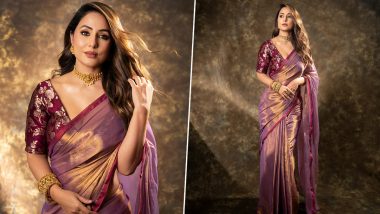 Diwali 2023 Fashion: Hina Khan Radiates Elegance in Saree Paired With Printed Blouse and Choker Neckpiece (View Pics)