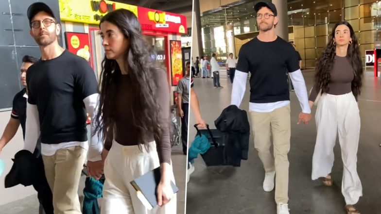 Lovebirds Hrithik Roshan and Saba Azad Spotted Walking Hand in Hand at the Airport, Watch Video Here!