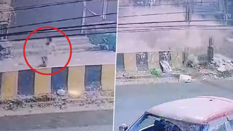 Punjab Accident Video: Man Severely Injured After Speeding Car Hits Him While Crossing Road in Jalandhar, Horrific Visual Surfaces