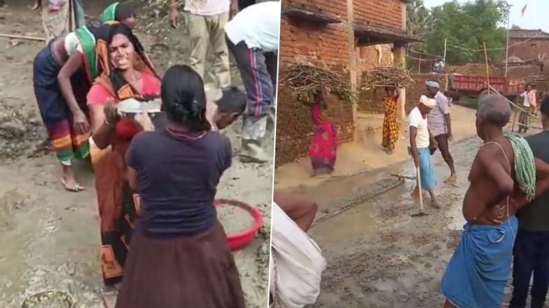 Bihar: Villagers Steal Road Construction Materials in Jehanabad, Viral Video Surfaces