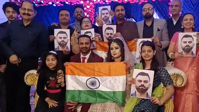 Uttar Pradesh: Bride and Groom Celebrate India’s Victory Against South Africa in ICC Cricket World Cup 2023 in Moradabad, Say ‘We Will Remember This Day Forever’ (Watch Video)