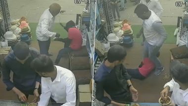 Agra Shocker: Father-Son Duo Kicks and Punches Kid For Sitting on Stool Inside Shop, Two Arrested After Video Goes Viral