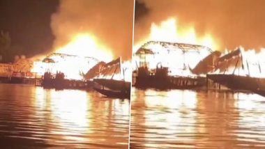 Jammu and Kashmir Fire: Three House Boats Gutted in Blaze at Srinagar’s Dal Lake (See Pic and Video)
