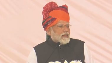 ‘Leaders in Congress Party Busy Running Each Other Out’, Says PM Narendra Modi in Churu While Campaigning For Rajasthan Assembly Elections 2023 (Watch Video)