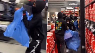 Robbery Caught on Camera in Los Angeles: Flash Mob Storms Nike Store, Escapes With Goods Worth Rs 10 Lakh; Viral Video Surfaces