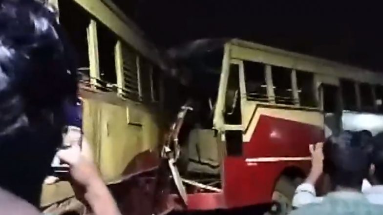 Kerala Road Accident: Two KSRTC Buses Collide At Neyyattinkara; 30 People Injured, Four in Critical Condition (Watch Video)