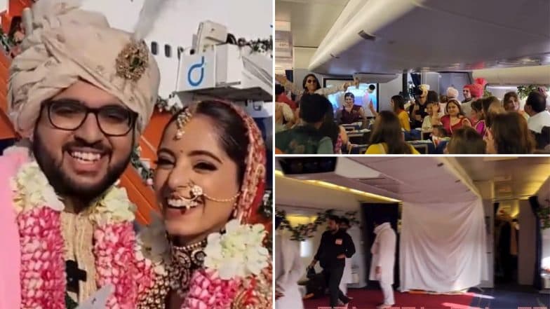 ‘Wedding in Sky’: UAE-Based Indian Businessman Dilip Popley Hosts Daughter's Wedding Aboard Private Jet, Video Surfaces