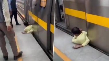 Delhi: Man Crushed to Death by Metro Train While Crossing Tracks At Chhatarpur Metro Station, Horrific Video Surfaces