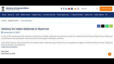 India Issues Travel Advisory for Myanmar, Asks Its Nationals in Country to Register with Embassy in Yangon