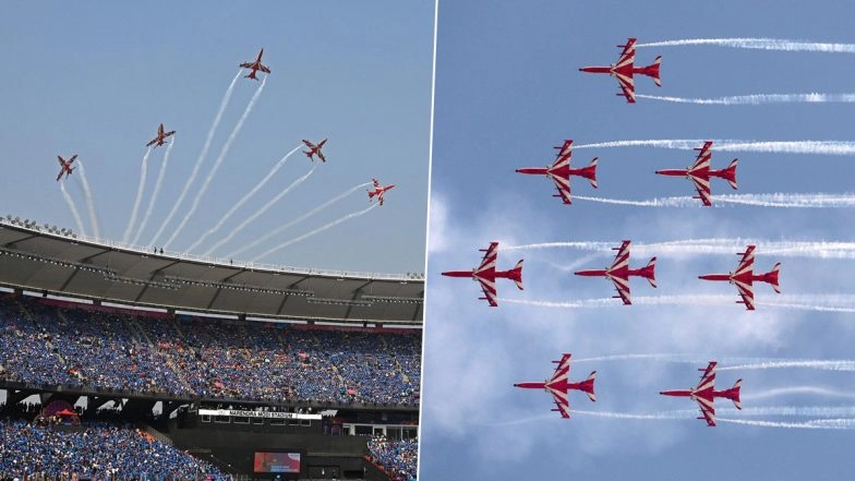 Indian Air Force's Surya Kiran Team Puts Up Spectacular Show Ahead of IND vs AUS World Cup Final