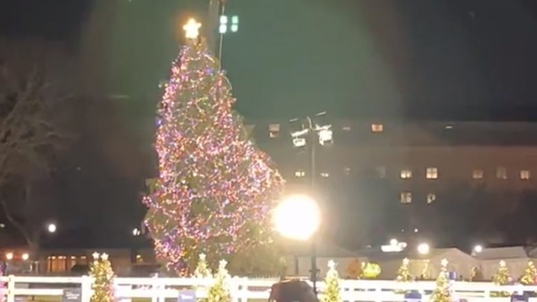 Christmas 2023: White House National Christmas Tree, Which Fell Due to Wind, Restored Ahead of Lighting Ceremony by US President Joe Biden (Watch Video)