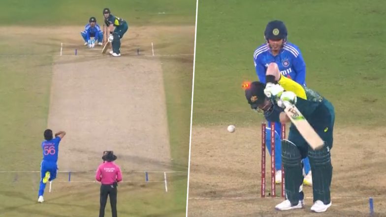 Castled! Ravi Bishnoi Cleans Up Josh Inglis With Deceptive Slider During IND vs AUS 3rd T20I 2023 (Watch Video)