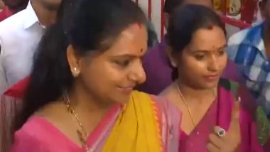 Telangana Assembly Election 2023: BRS Leader K Kavitha Casts Vote, Urges People To Exercise Their Franchise (Watch Video)