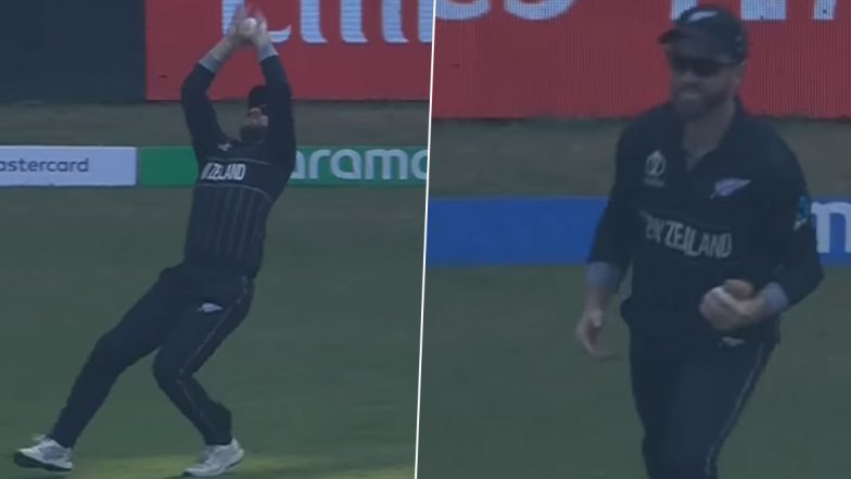 What a Catch! Watch Kane Williamson's Well-Judged Effort To Dismiss Rohit Sharma During IND vs NZ ICC Cricket World Cup 2023 Semifinal Match