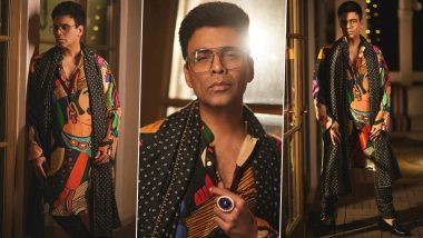 Diwali 2023 Fashion: Karan Johar Serves Eccentric Style in Sabyasachi's Printed Kurta-Pyjama With Dupatta (View Pics)