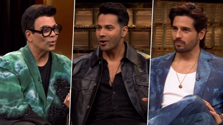 Koffee With Karan Season 8: Varun Dhawan Calls Karan Johar ‘Ghar Tode’; Sidharth Malhotra Jokes About SOTY Co-Actor’s ‘Big Ass’ (Watch Promo Video)