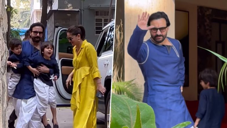 Diwali 2023: Kareena Kapoor Khan, Saif Ali Khan, and Kids Taimur and Jehangir Enter Pataudi Residence To Celebrate the Festival (Watch Video)