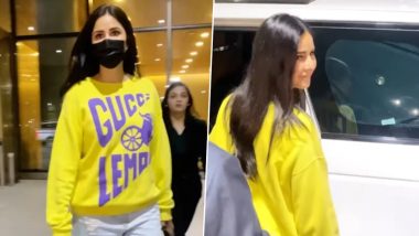 Katrina Kaif Keeps It Simple in Comfy Yellow Sweatshirt and Ripped Jeans, Tiger 3 Actress’ Latest Airport Look Shows Us How To Nail Casual Fashion! (Watch Video)