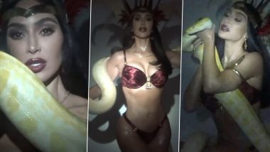 Kim Kardashian Turns Into Showgirl in Velvet Lingerie As She Plays With Real Snake in HOT Video on Insta – WATCH