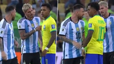 Lionel Messi Engages in Heated Argument With Rodrygo During Brazil vs Argentina CONMEBOL FIFA World Cup 2026 Match, Video Goes Viral!