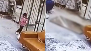 Punjab Tragedy: Three-Year-Old Girl Dies After Glass Door of Garment Showroom Falls on Her While Playing Inside Store in Ludhiana (Watch Video)