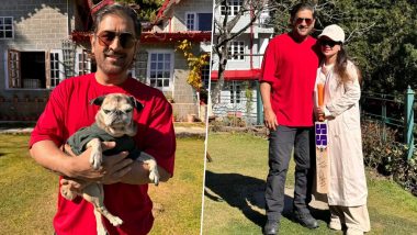 MS Dhoni New Photos Go Viral: CSK Shares Pics of MSD With Wife Sakshi As Well As Holding An Adorable 'Grumpy' Pug