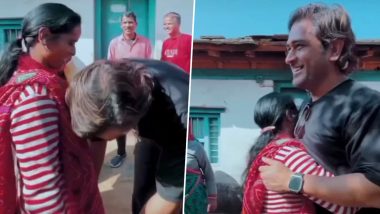 MS Dhoni Hugs Woman, Seeks Blessings From Her After Visiting Ancestral Village in Uttarakhand, Video Goes Viral!