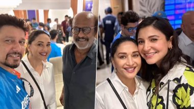 Madhuri Dixit Nene Celebrates Team India's Win Against New Zealand, Posts Selfie With Rajinikanth and Anushka Sharma (Watch Video)