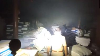 Tamil Nadu Fire: Massive Blaze Erupts at Calendar-Making Godown in Madurai, Firefighting Operation Underway (Watch Video)