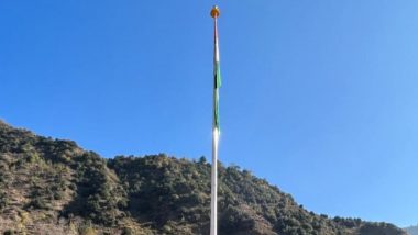 Indian Army Installs 104-Feet Tall National Flag Near LoC in Jammu and Kashmir's Tithwal (See Pics)