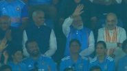 Narendra Modi Waves to The Crowd at Narendra Modi Stadium in Ahmedabad During India vs Australia ICC Cricket World Cup 2023 Final Match (Watch Video)