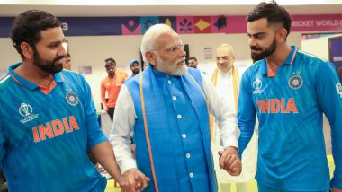 PM Narendra Modi Consoles Rohit Sharma, Virat Kohli and Other Cricketers After Heartbreaking Loss Against Australia in ICC CWC 2023 Final (See Photos)