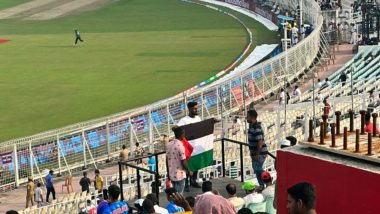 Palestine Flags Waved During Pakistan vs Bangladesh Cricket World Cup 2023 Match at Eden Gardens in Kolkata Amid Israel-Hamas Conflict, Four Detained