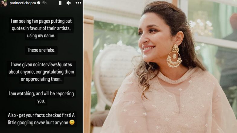 Parineeti Chopra Warns Those Putting Out Her Fake Quotes Praising Other Artists, Actress Says ‘I Am Watching You’