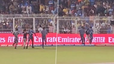 Pitch Intruder Enters Eden Gardens During SA vs AUS ICC Cricket World Cup 2023 Semifinal, Video Goes Viral!