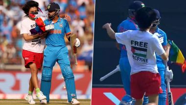 Pitch Invader With Palestine Flag and Message 'Stop Bombing Palestine' Tries to Hug Virat Kohli, Interrupts IND vs AUS Cricket World Cup 2023 Final