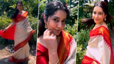 Diwali 2023 Fashion: Raashii Khanna’s Off-White Silk Cotton Patola Saree Is Perfect Pick For The Festive Season (Watch Video)