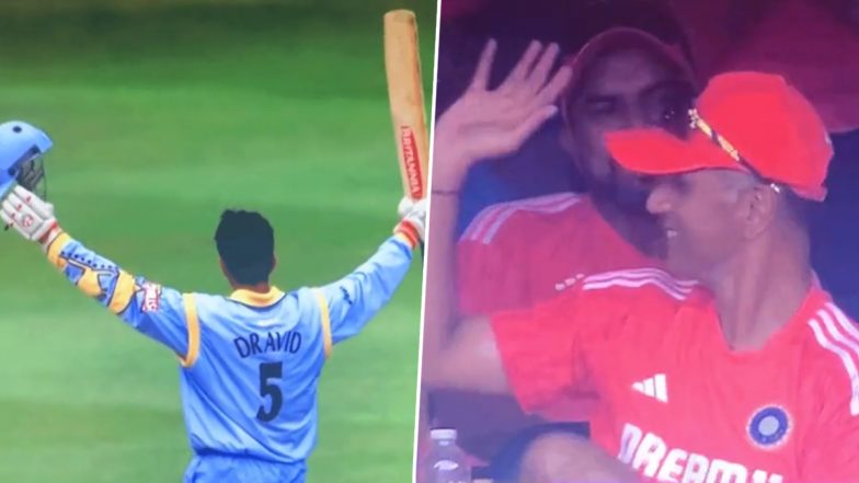 Rahul Dravid Reacts After Big Screen Shows Glimpses of His Performance in 1999 World Cup During IND vs NED CWC 2023 Match, Video Goes Viral!