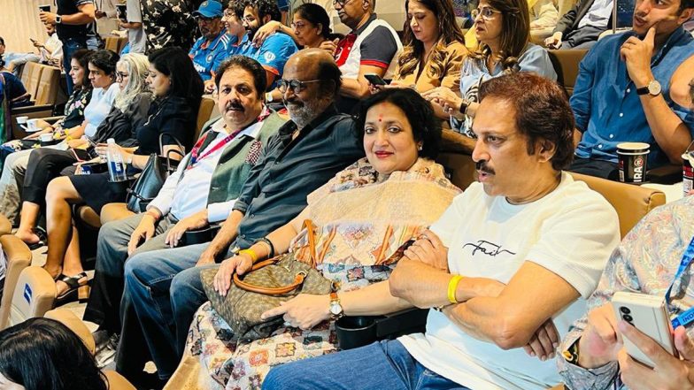 ICC World Cup 2023: Rajinikanth and Wife Latha Rajinikanth Enjoy India vs New Zealand Semi-Final Match, Daughter Soundarya Rajinikanth Shares Pics!