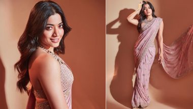 Rashmika Mandanna Slays in Soft Pink Saree Paired With Halter Neck Blouse, Check Out Animal Actress' Latest Pictures!