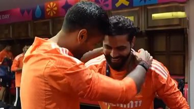 Ravindra Jadeja Wins ‘Best Fielder’ Medal for His Spectacular Fielding During IND vs NZ CWC 2023 Semifinal, BCCI Shares Video of Team India’s Dressing Room Celebrations