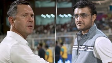 ‘03 CWC Final Captains Reunited’ Sourav Ganguly, Ricky Ponting Meet at Eden Gardens As Australia Beat South Africa to Set Up ICC Cricket World Cup 2023 Summit Clash Against India (Watch Video)
