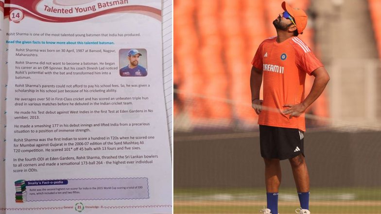 Rohit Sharma Becomes Part of School Book! Picture of Textbook Having Chapter on Indian Captain After His Splendid Performances in ICC Cricket World Cup 2023 Goes Viral