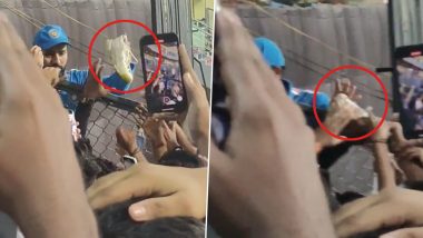 Rohit Sharma Gives His Shoes to a Young Fan at Wankhede Stadium After IND vs SL ICC Cricket World Cup 2023 Match, Video Goes Viral
