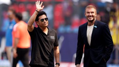 IND vs NZ ICC Cricket World Cup 2023 Semifinal: Sachin Tendulkar Meets Viv Richards, Football Icon David Beckham at Wankhede Stadium