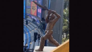 Sachin Tendulkar Statue Unveiled At Wankhede Stadium Ahead of IND vs SL ICC Cricket World Cup 2023 Match, Video Goes Viral!