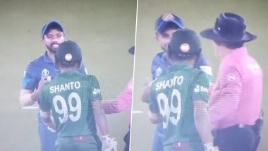 Sadeera Samarawickrama, Najmul Hossain Shanto Have a Heated Exchange During BAN vs SL ICC Cricket World Cup 2023 Match, Video Emerges